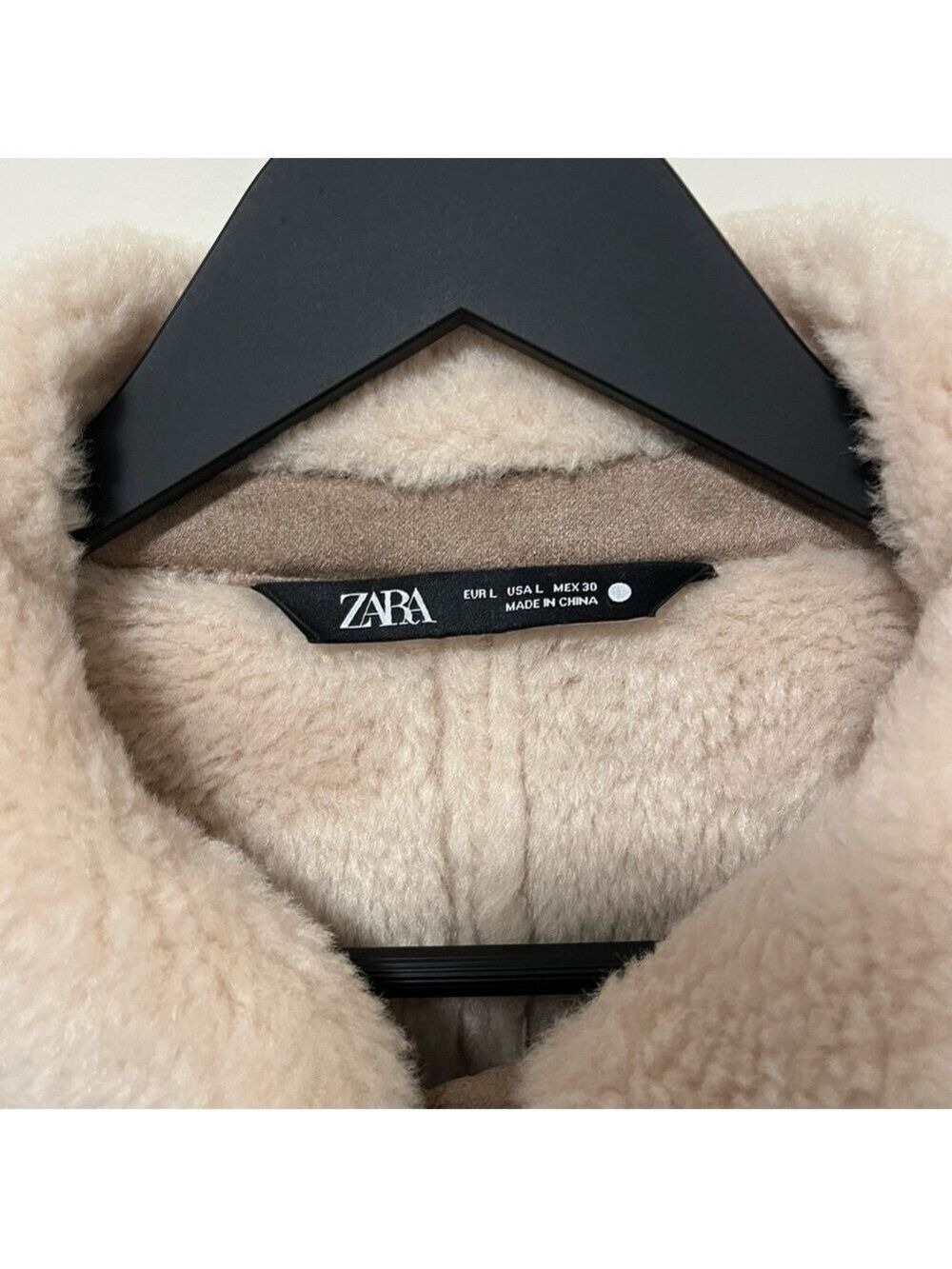 BRAND NEW ZARA ZW COLLECTION DOUBLE FACED FAUX SUEDE SHERPA JACKET TAUPE Large - Picture 9 of 16